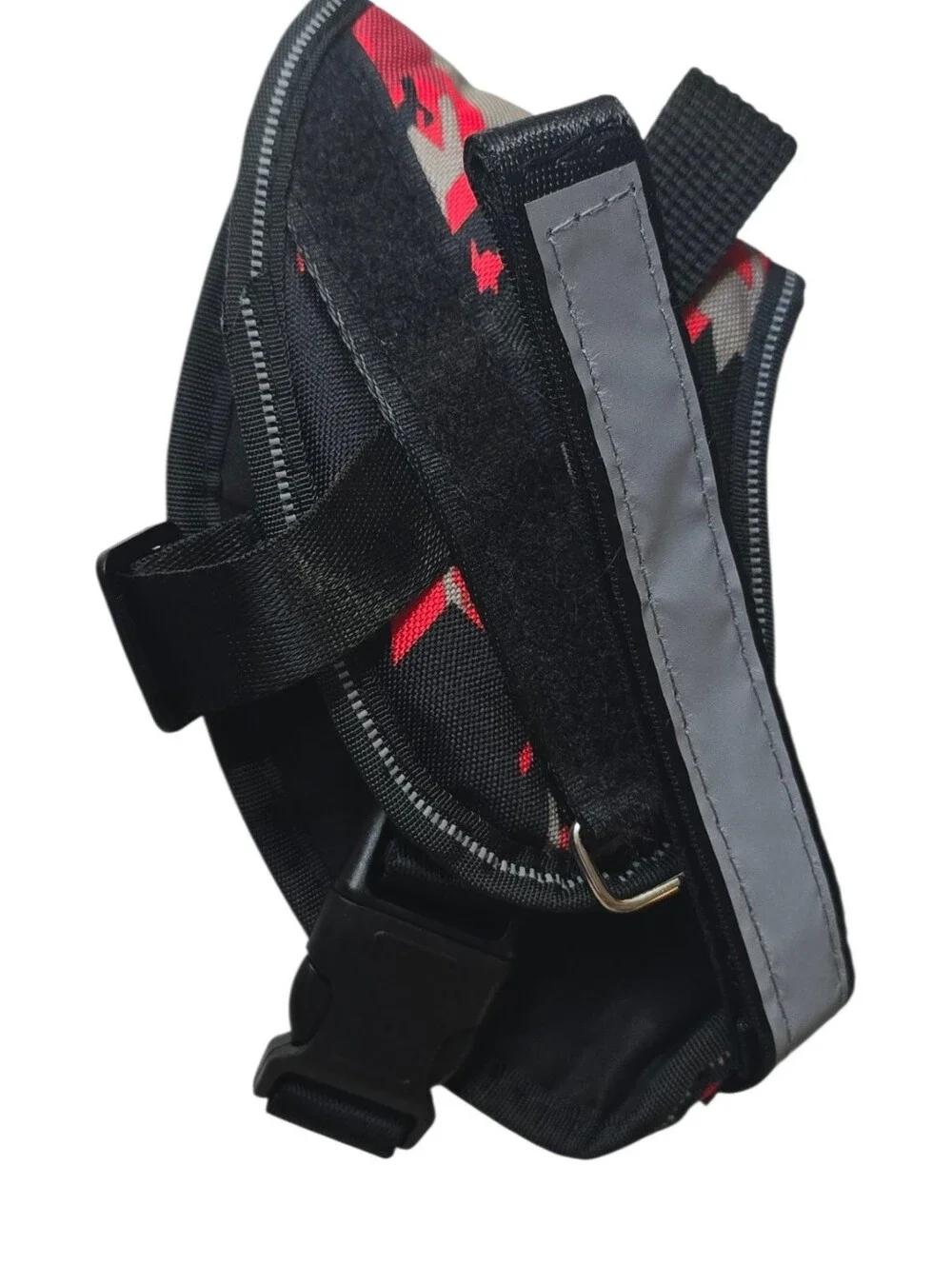NWOT Dog Harness Adjustable Black, Red And Grey Pattern
